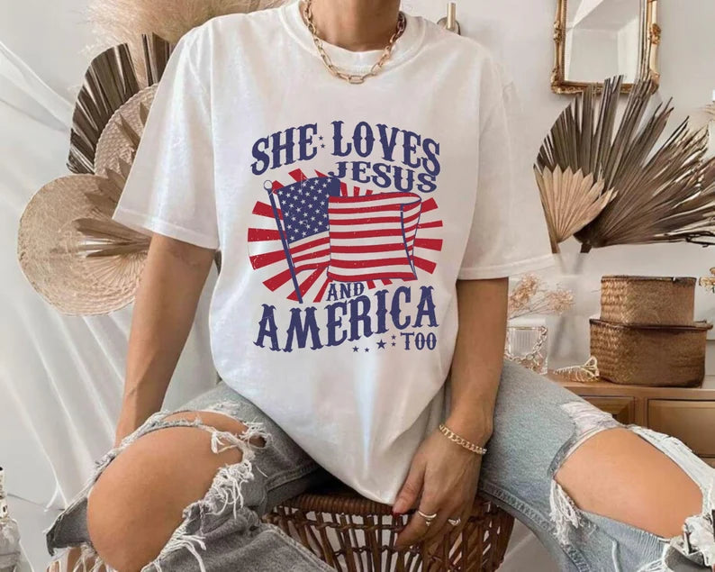 She Loves Jesus and America Too Tshirt, Hoodie, Sweatshirt